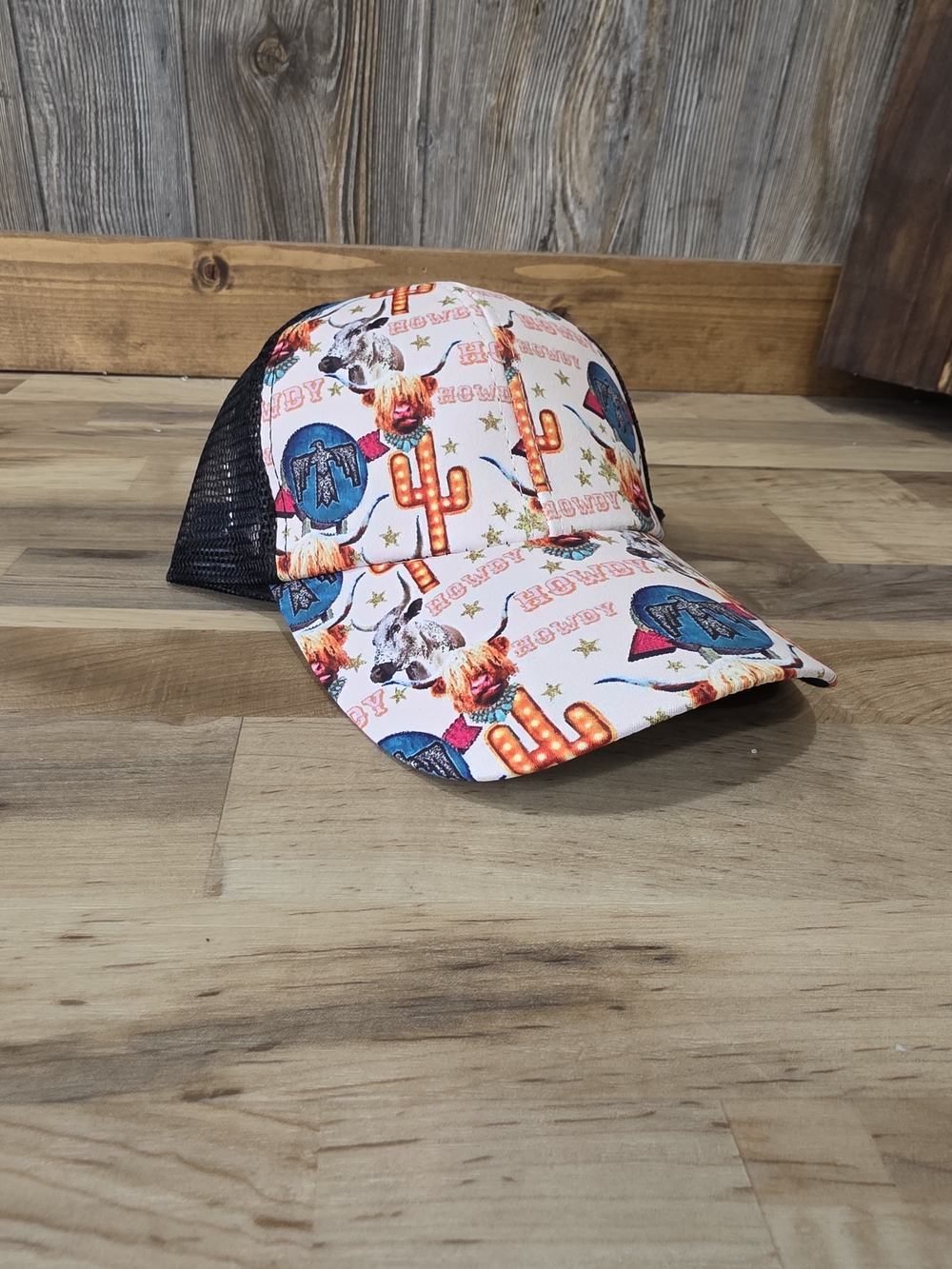 Women’s Pink Western Print Mesh-Back Baseball Cap
